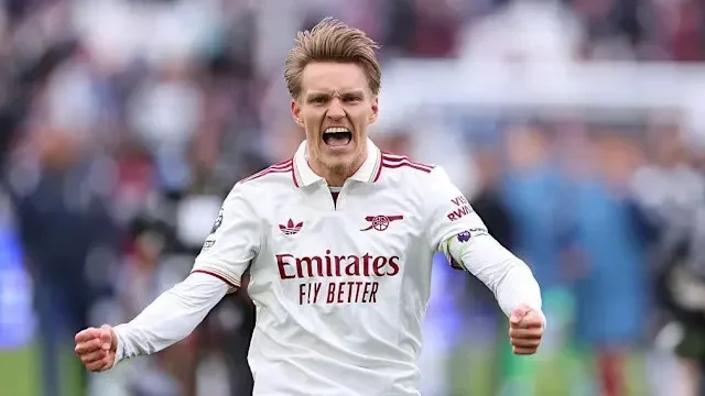 Martin Odegaard celebrating